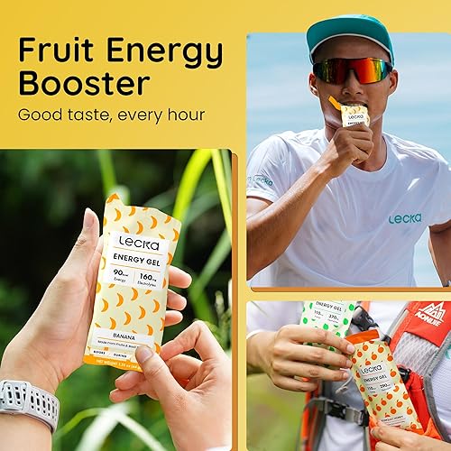 Miniatura 8 de Lecka Gel energético, 12 geles para ejercicio de resistencia, fabricado con frutas reales y semillas de albahaca, proporciona energía natural y