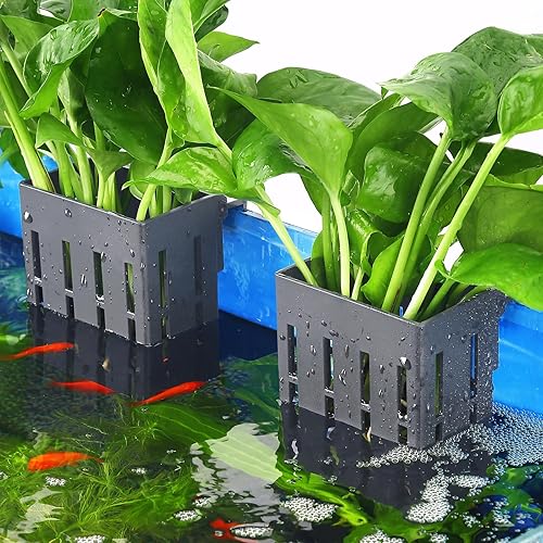 Miniatura 1 de Soporte mejorado para plantas de acuario con ganchos y ventosas para pecera, cultivo de plantas acuapónicas y decoraciones de paisaje acuático (gris)