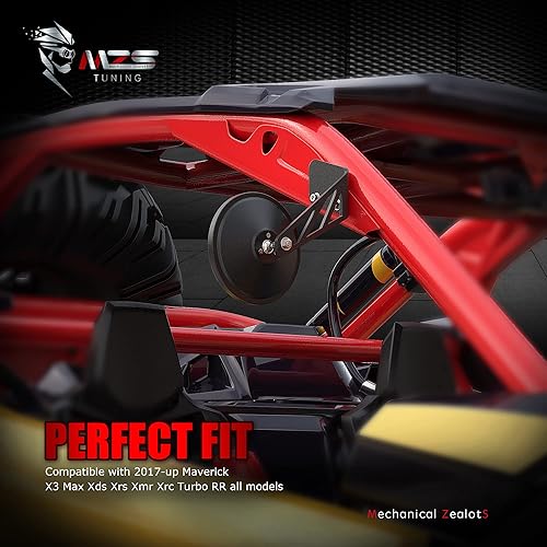 Miniatura 3 de MZS Espejos laterales X3, diseño convexo de estilo de carreras con soporte de montaje compatible con Maverick X3 Max Xds Xrs Xmr Xrc Turbo RR UTV