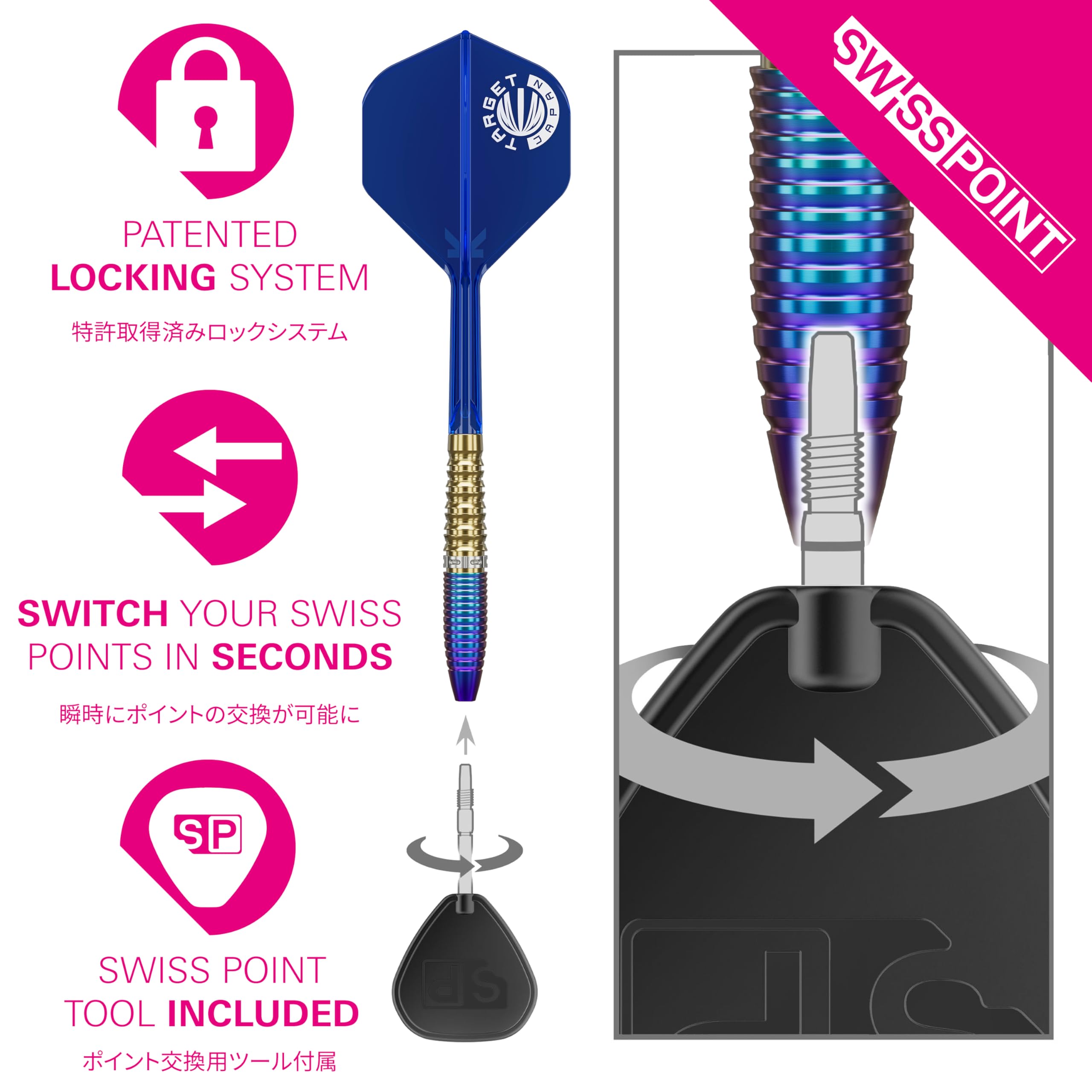 ダーツ TARGET ZENITH G2 23g SWISS POINT Target Japan Prime Series Zenith G2 Steel Tip Darts with Kflex
