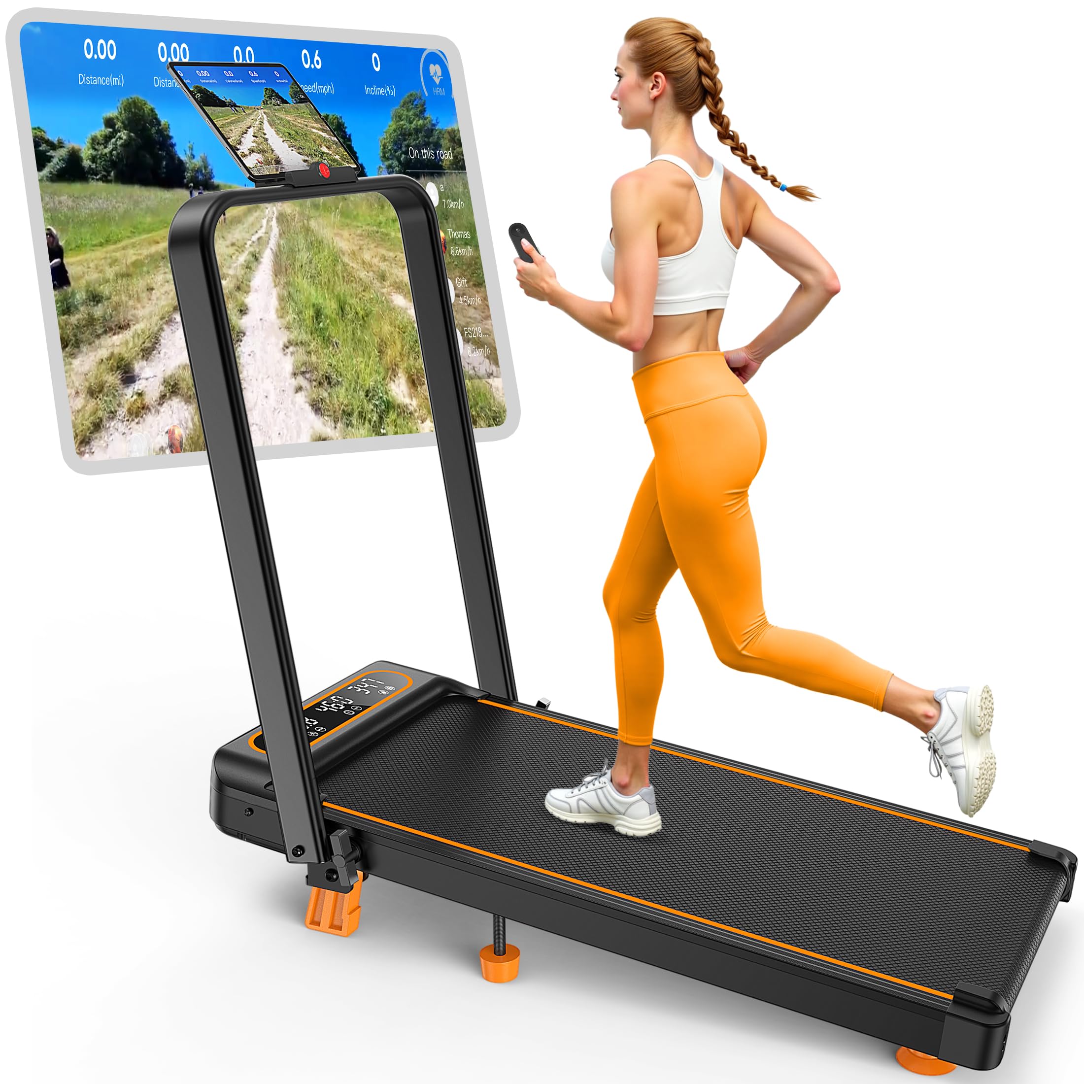 Rayspace Walking Pad Treadmill with 15% Incline, Upgraded 3.5HP Low Noise Treadmills for Home, 4 in 1 Foldable Treadmill, Walking Pad with Handle, 350+lb Capacity, Smart APP & Remote