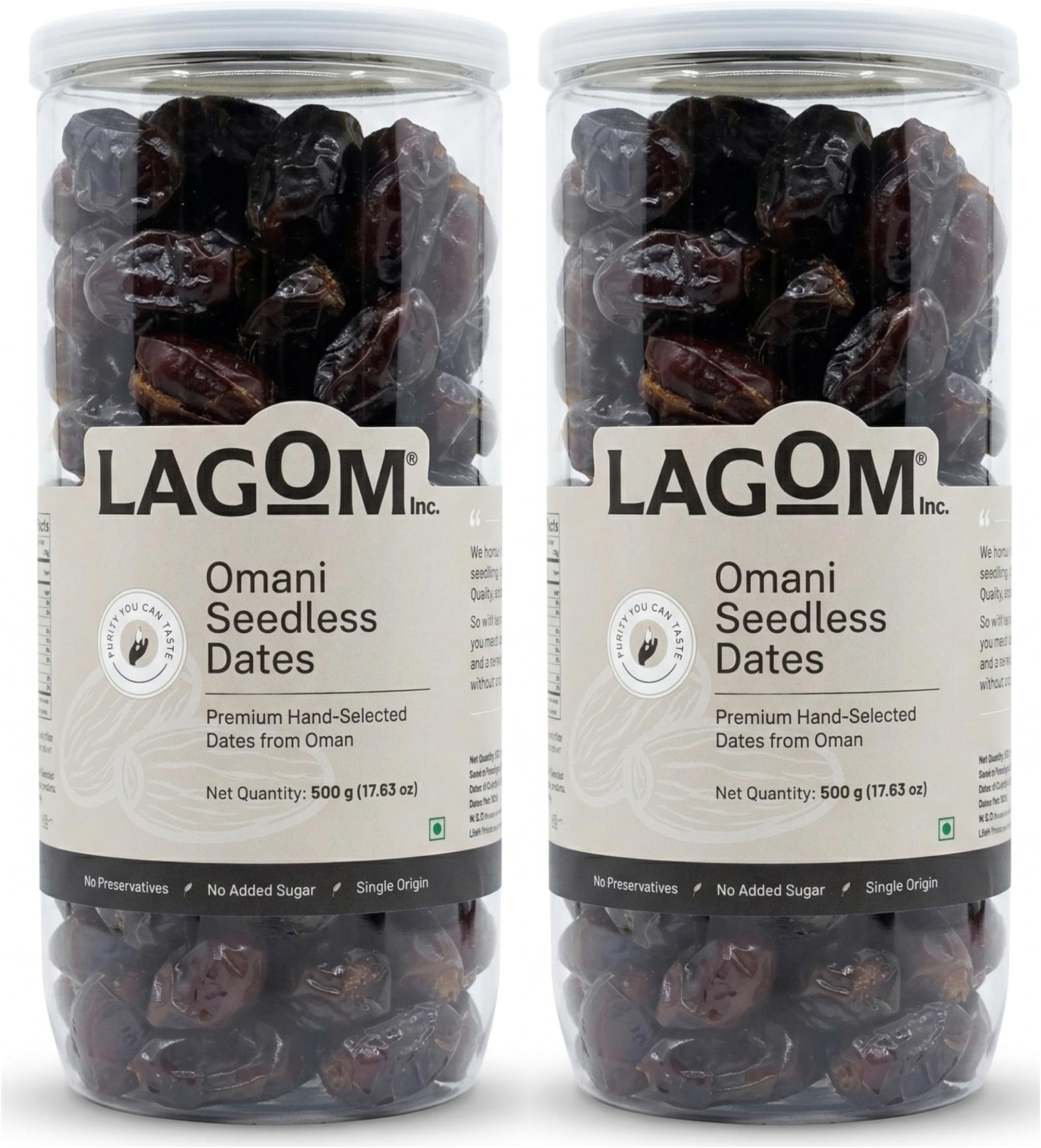 Lagom Omani Seedless Dates 1 kg | Premium Dry Fruits | All-Natural | No Added Sugar | No Preservatives | Gluten-Free | Vegan | Non-GMO | Khajur/Khajoor/Khejur