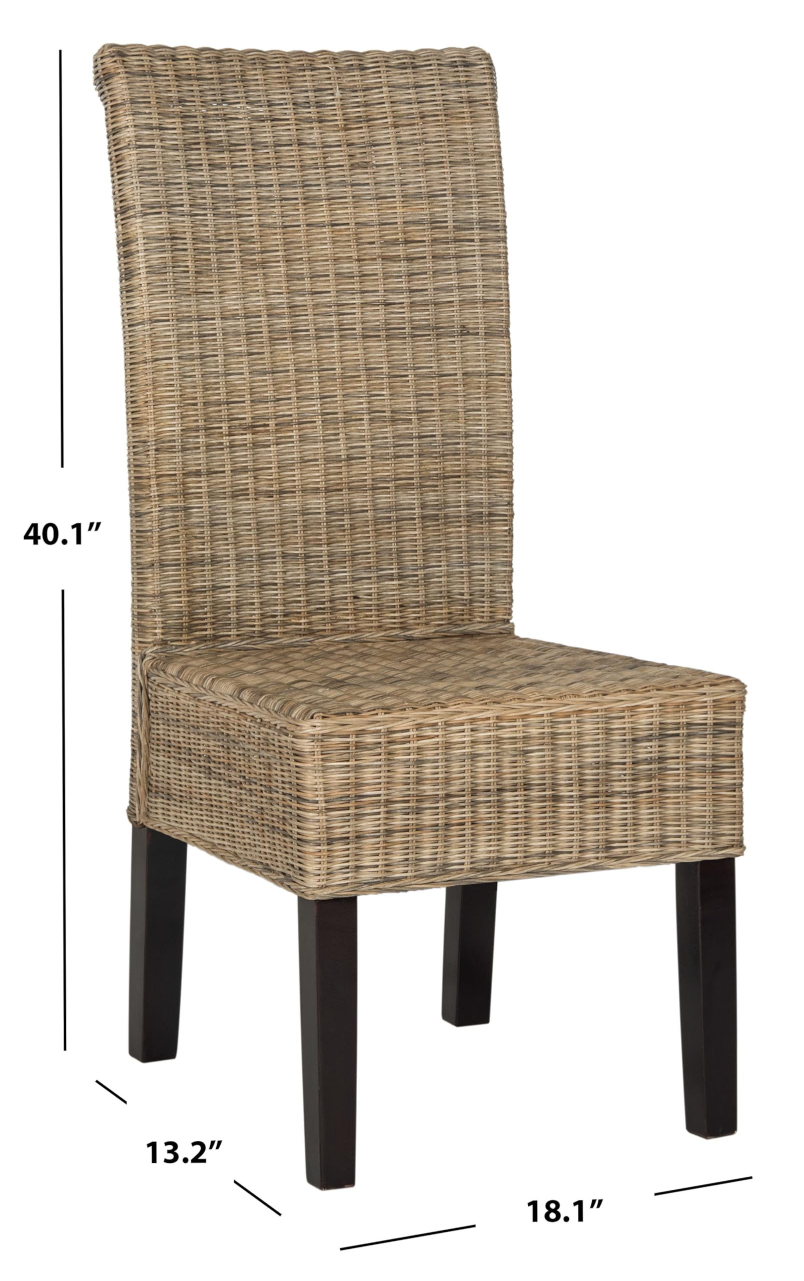 Home Collection Arjun - Silla de comedor de mimbre gris de 18.0 in 3
