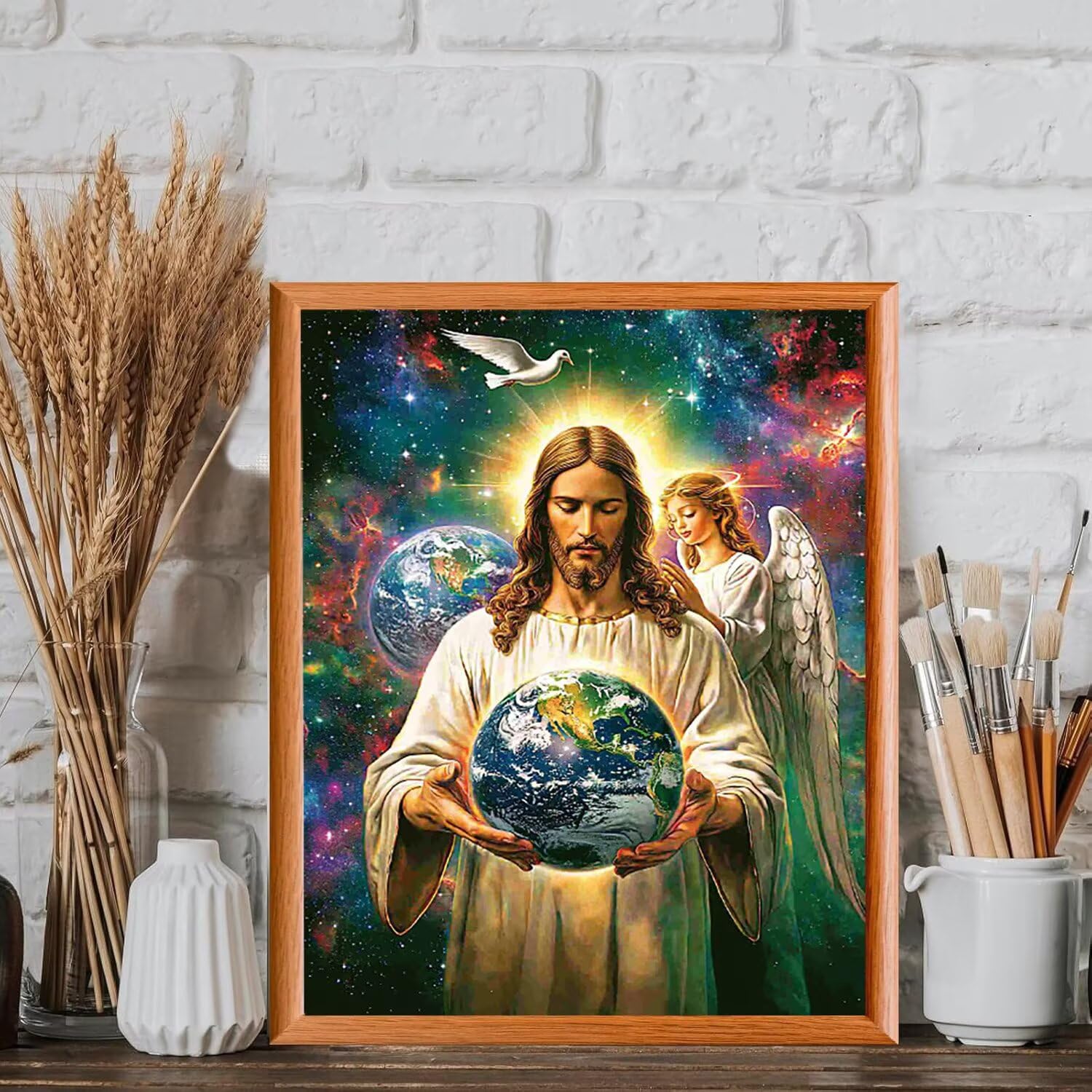 WEISHIWE Dipingere con i Numeri Adulti Gesù e terra, 80x100cm s-1048