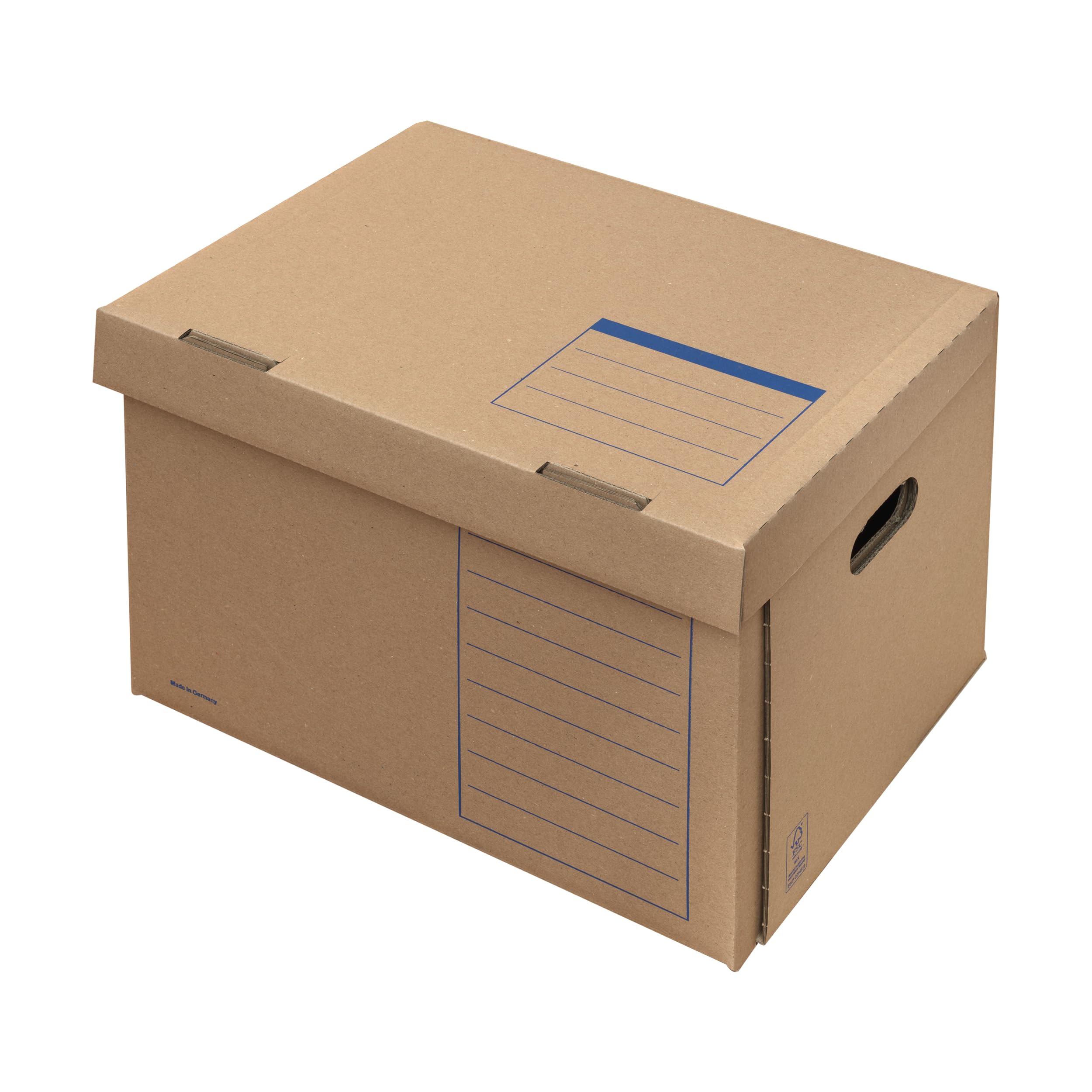 Elba Archivbox mit Klappdeckel und Tragegriffen, für 5 Standardordner, stabile Aufbewahrungsbox, 5 Stück