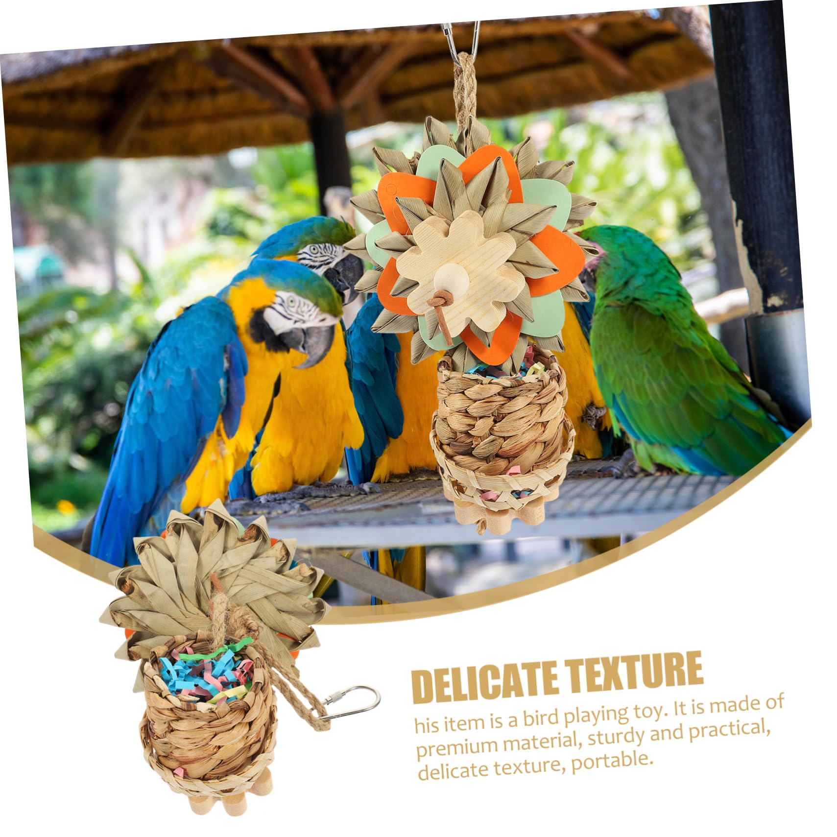 VANZACK 5pièces Jouet à Mâcher pour Perroquet Joueur Suspendu pour Oiseaux Accessoires De Cage à Oiseaux Joueur Amusant Et Résistant