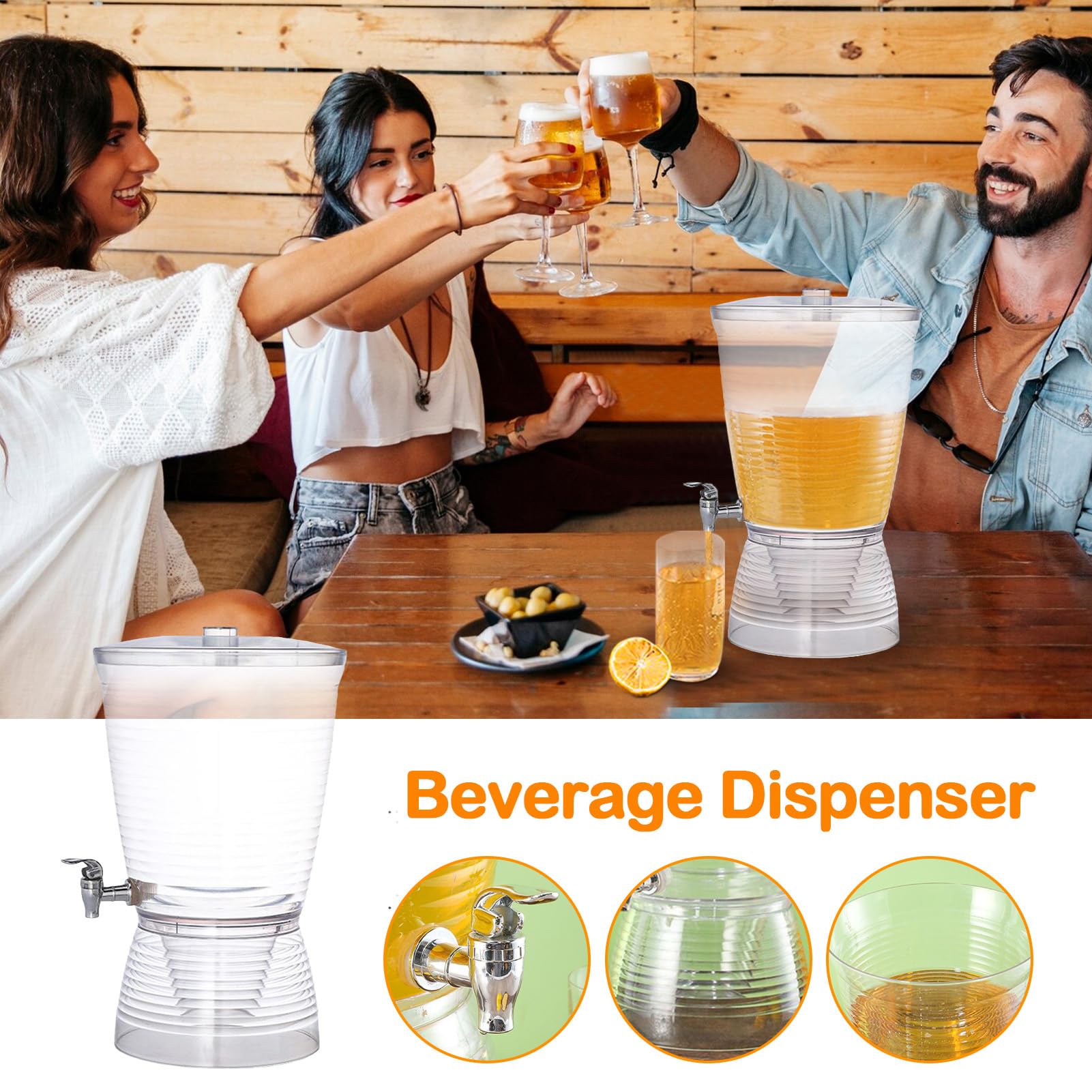 Getränkespender – 20 cm großer Getränkebehälter | 10 l Polystyrol Party Wasserhahn – 1000 g Saft Bier Wein Limonade Tee Spender perfekt für Bars, Grillabende, Heimpartys und kommerzielle Nutzung