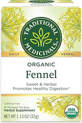 Traditional Medicinals Té de hierbas de hinojo orgánico, promueve la salud digestiva, (paquete de 1) – 16 bolsas de té