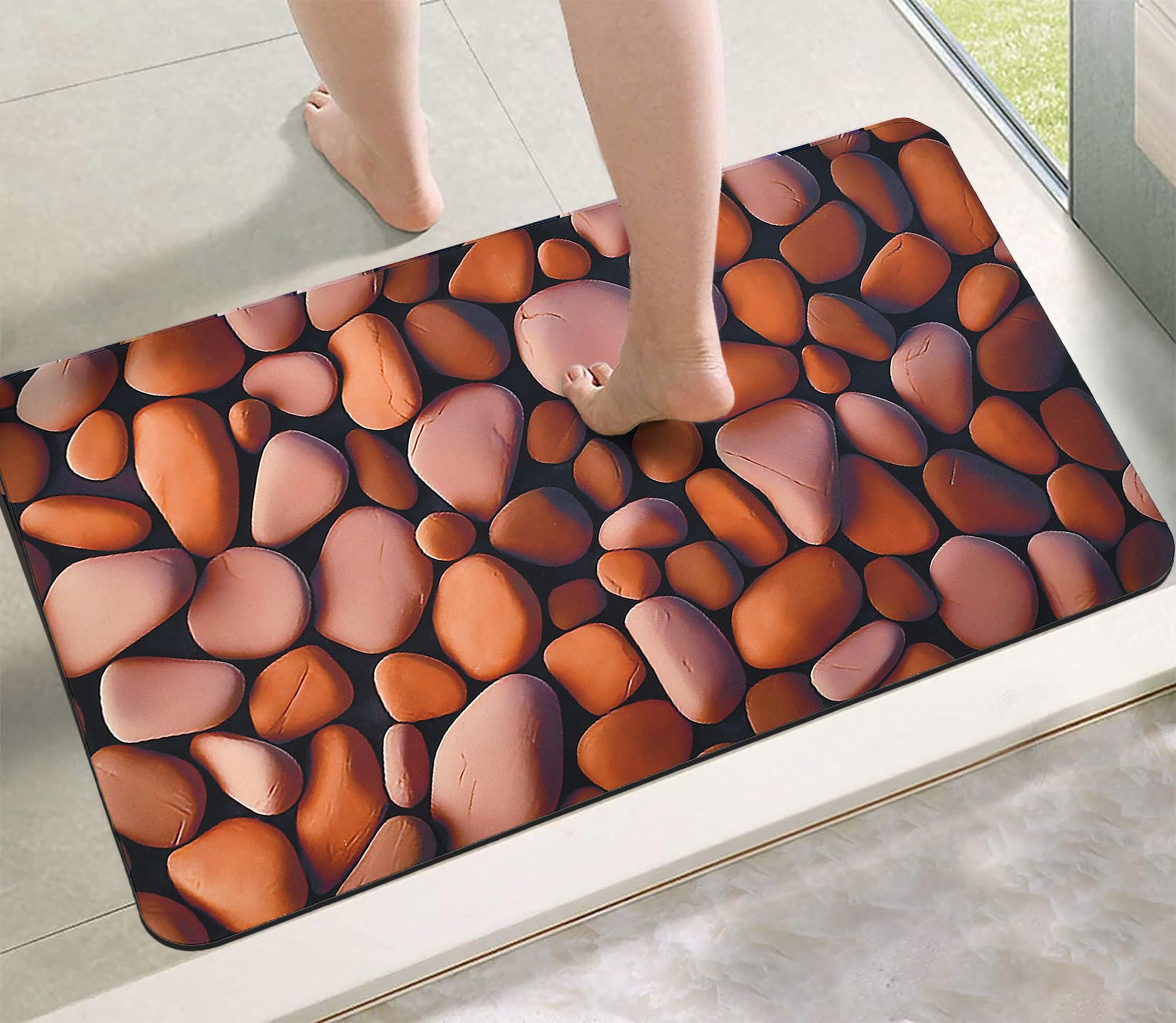 Yellow Weaves 3D Patterned Anti Slip Water Soaking Floor Mat, Water Absorbent Non Slip Bath Mat, Quick Dry Mat for Bathroom, Door Mat for Home, Kitchen, Office (Pack of 2) - Brown Stone (B0DFHCW2QM) Amazon Price History, Amazon Price Tracker