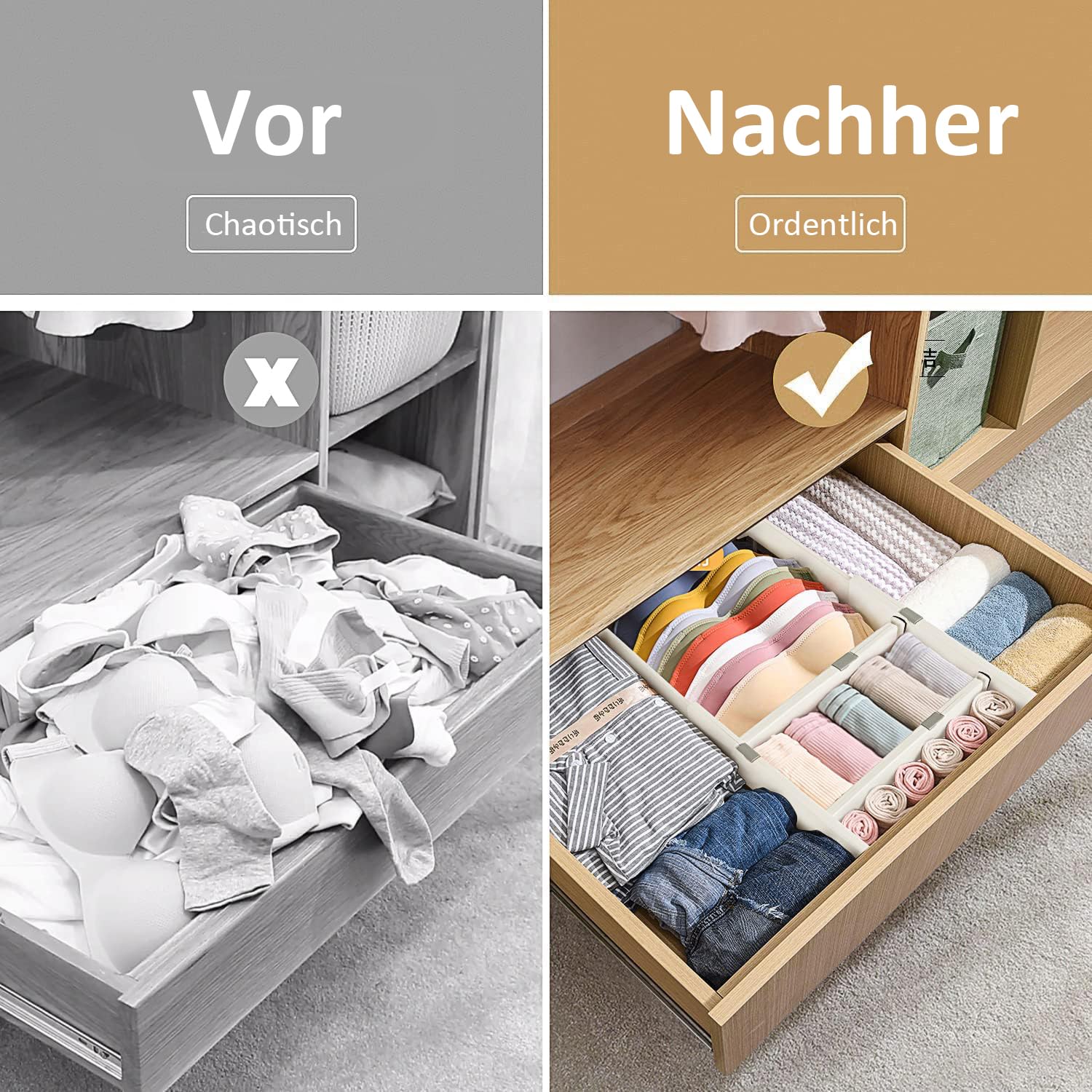 24 Pcs Organisateur Rangement Tiroir Cuisine Organiseur De Rangement