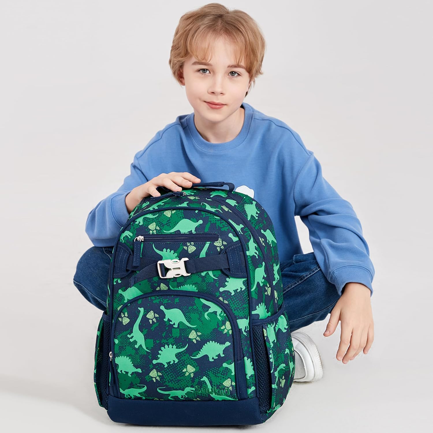 Cute Dinosaur Backpack for School Bookbag Kids Kindergarten Elementary Backpacks for Boys ages 6-8-10 (Green Dinosaur) - Image 2