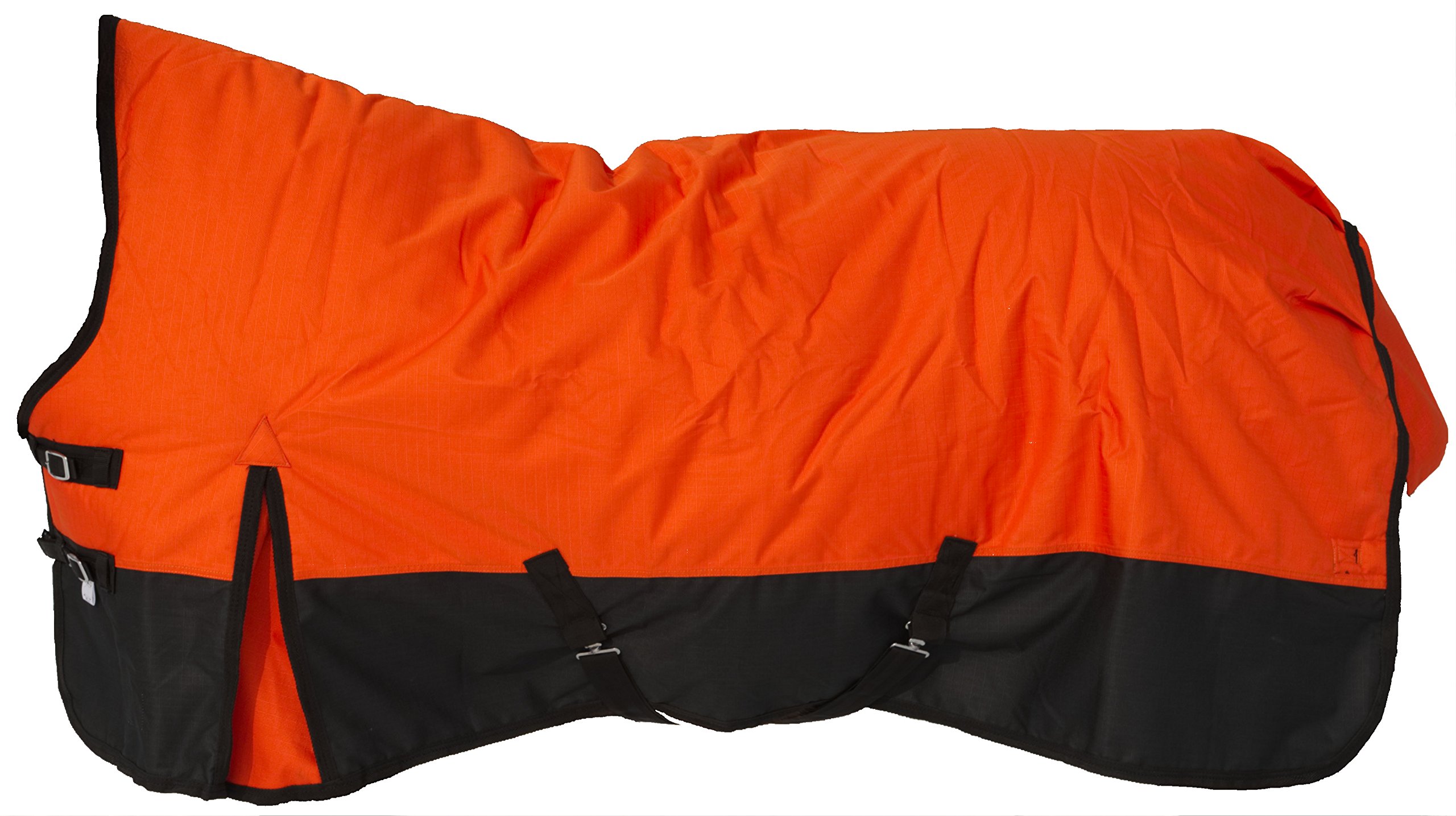 Pferdedecke Winter Ripstop 1200D 400g Füllung hoher Nackenschutz Orange/Schwarz