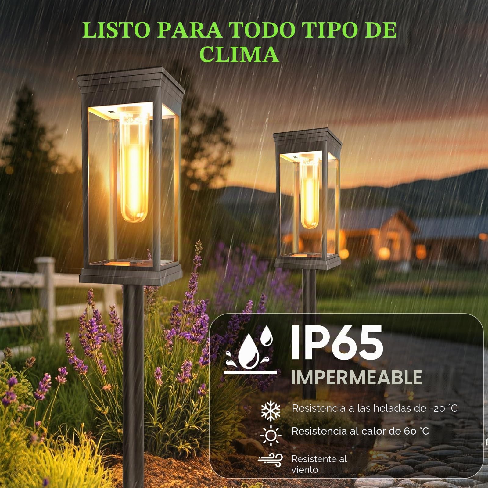 Lámpara solar para exterior, 1000 mAh,IP65 impermeable, luz solar para exterior, coche encendido/apagado solar para jardín（Lote de 8）