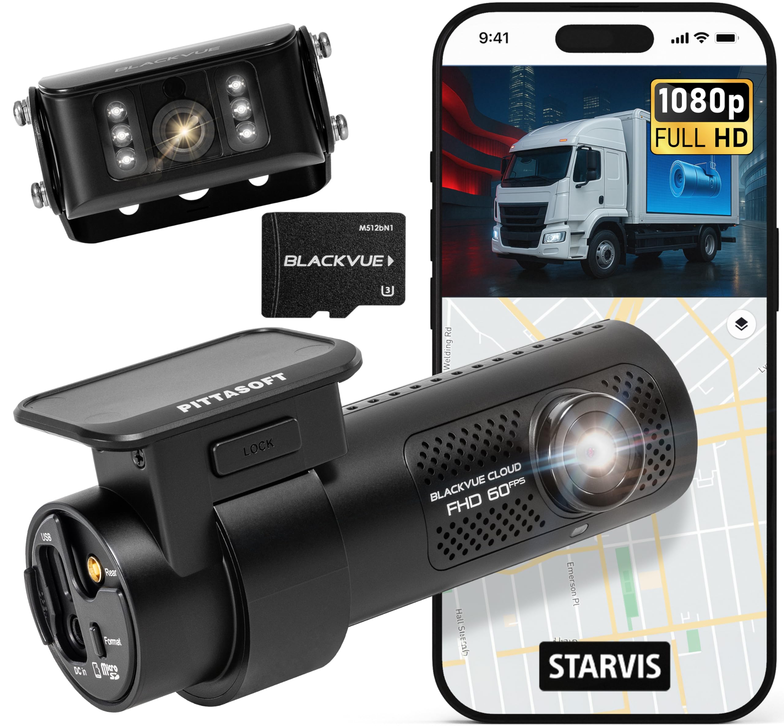 BlackVue DR770X-2CH Truck 64GB | Dual Channel Dashcam for Trucks and Heavy Vehicles | WiFi, GPS, Optional LTE | Truck Dashcam Front and Water-Proof Rear