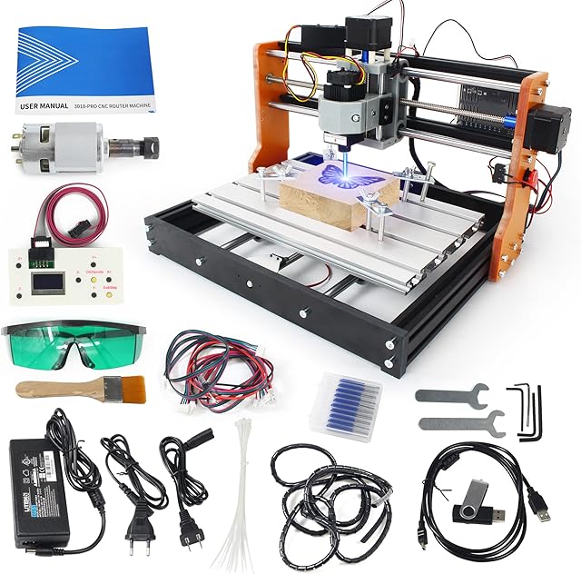 CNCTOPBAOS 2 in 1 CNC 3018 Pro with 5.5W 5500mW Module Offline GRBL Controller DIY Mini CNC Router Kit 3 Axis Desktop Acrylic PVC PCB Wood Milling Engraving Machine Limit Switches Emergency Stop