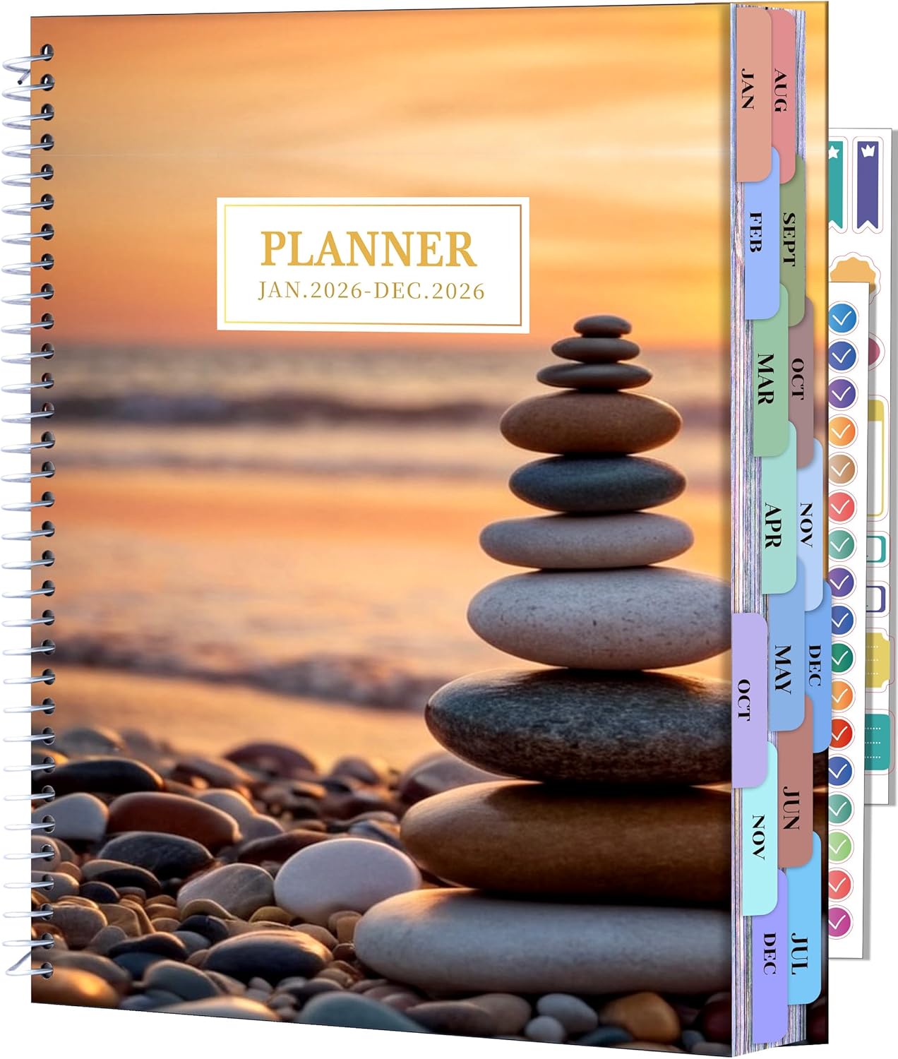 cagie 2026 planner weekly and monthly jan 2026-dec 2026 hardcover hourly daily planners for women 26 calendar planner with stickers spiral bound yearly agenda, 8.5 x 11 2026 horizon’s last kiss