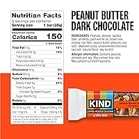 Vista 2 de KIND ZERO Added Sugar Bars, Keto Snack, Peanut Butter Dark Chocolate, Good Source of Fiber, Gluten Free, Low Sugar, 5g Protein, 30 Count