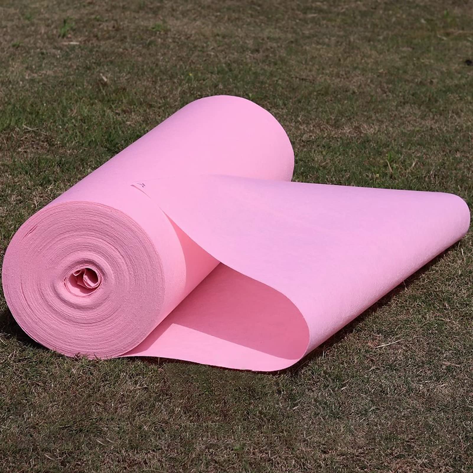 KAMPCO Hochzeit Gang Läufer Rosa, 2mm Dicke Polyester Teppich Laufsteg Läufer, Einweg Abriebfest Anti-Rutsch-Teppich-Rolle