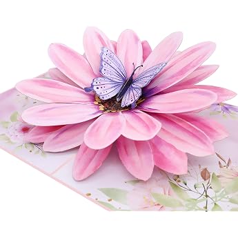 MOKIO Pop Up Card - Flower with Butterfly - 3D Greeting Card