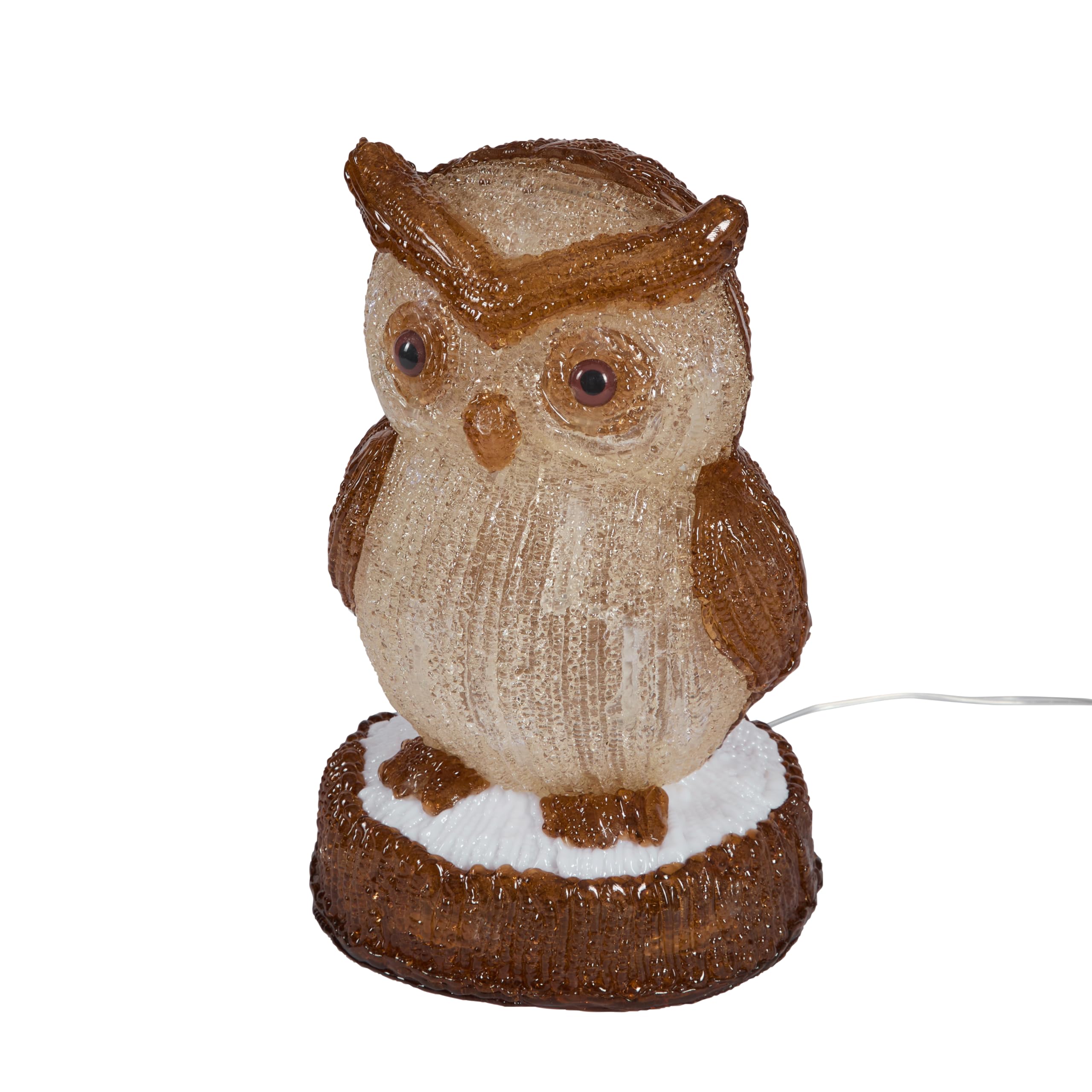 Lights4fun 24cm LED Acryl Eule Figur innen und außen Weihnachtsfigur Weihnachtsdeko Weihnachtsbeleuchtung Außen Gartendeko