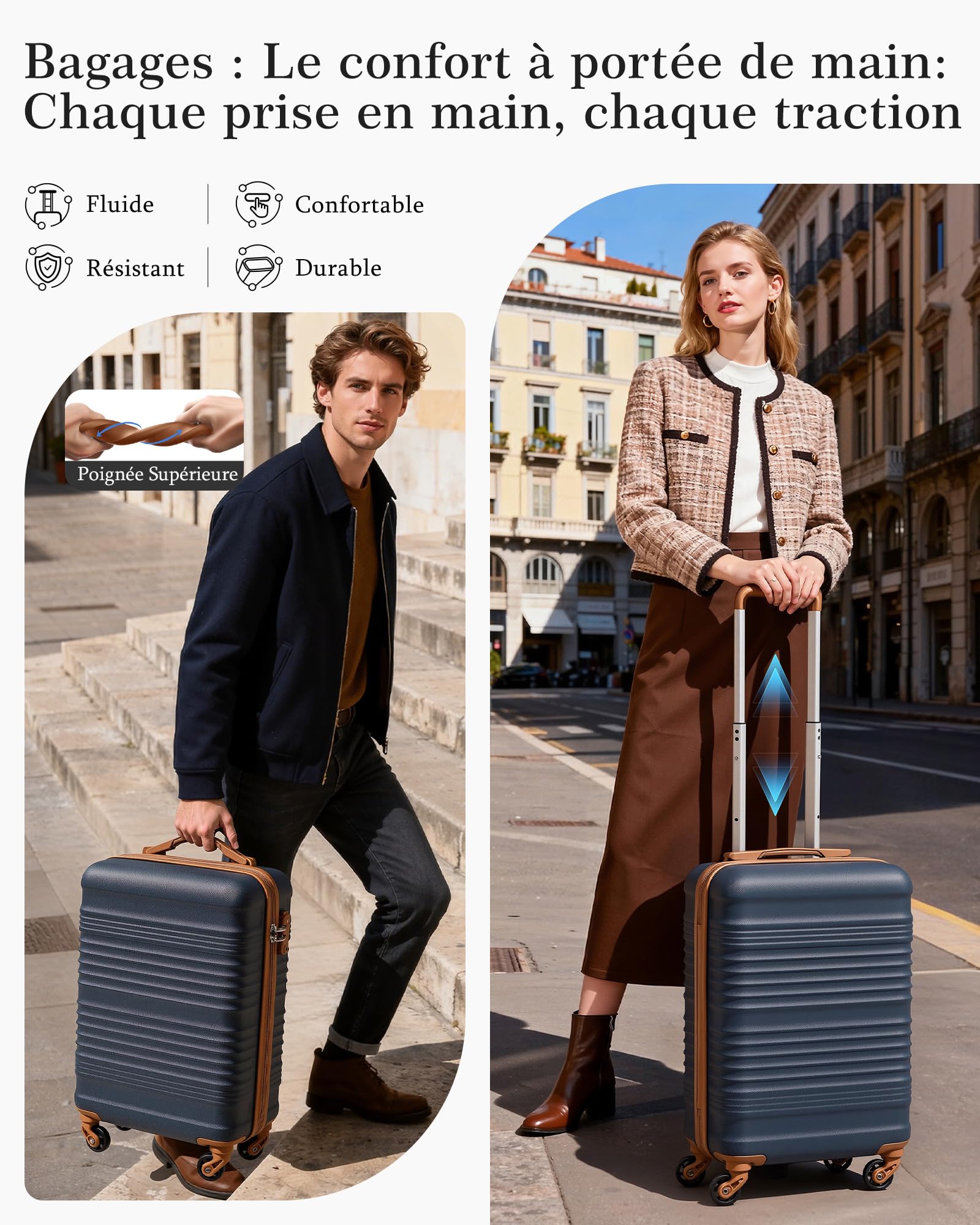 COOLIFE Valise Cabine 55 x 35 x 20 cm pour Avion Ryanair, Bagages Cabine Bagage à Main Rigide avec Serrure TSA et 4 roulettes Jumelées