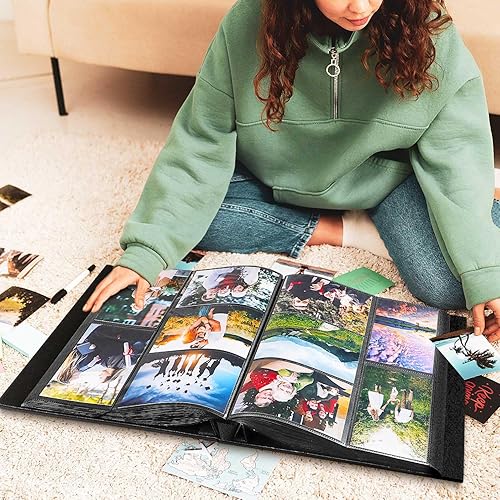 Miniatura 5 de Lanpn Álbum de fotos de 4 x 6 pulgadas, 600 bolsillos, tapa dura de cuero de gran capacidad, libro de fotos grande con capacidad para 600 imágenes