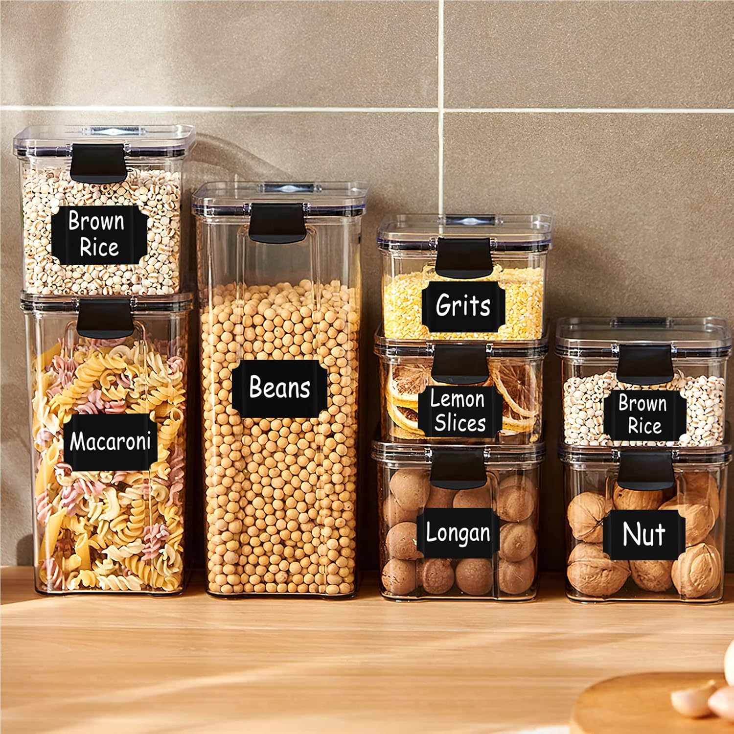 Chalkboard Label Stickers 108pcs - Removable Waterproof Chalk Label Markers for Glass Storage Jars, Reusable Black Vinyl Plastic Adhesive Tag Paper for Canister, Container, Bottle, Food, Spice : Office Products