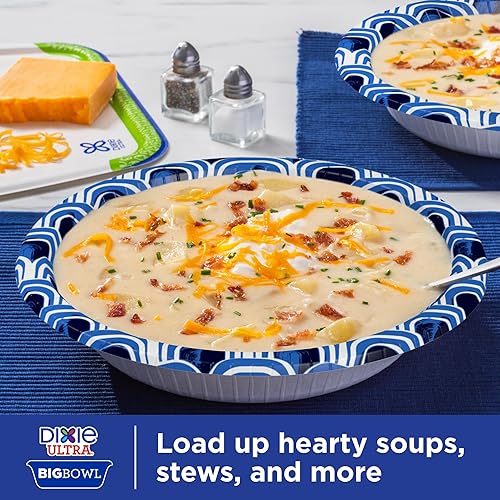 Miniatura 10 de Dixie Ultra Cuencos de papel extra grandes, 34 onzas, 34 unidades, compostables, aptos para microondas, cuencos desechables para comidas pesadas