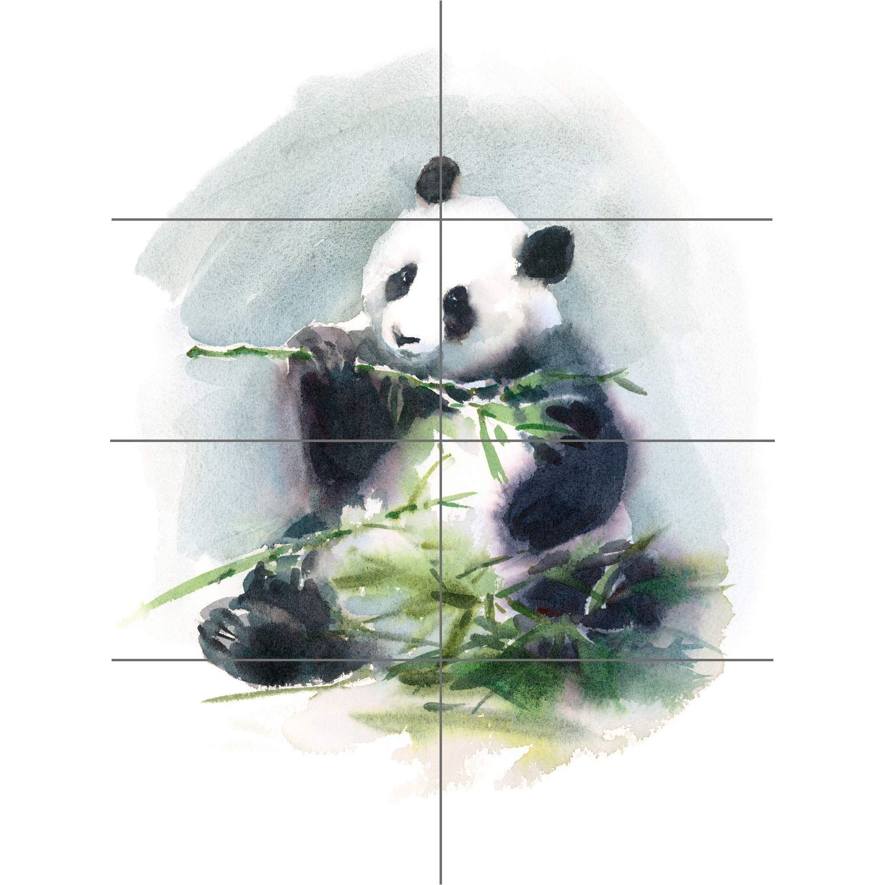 Artery8 Panda Eating Watercolour XL Giant Panel Poster (8 Sections)