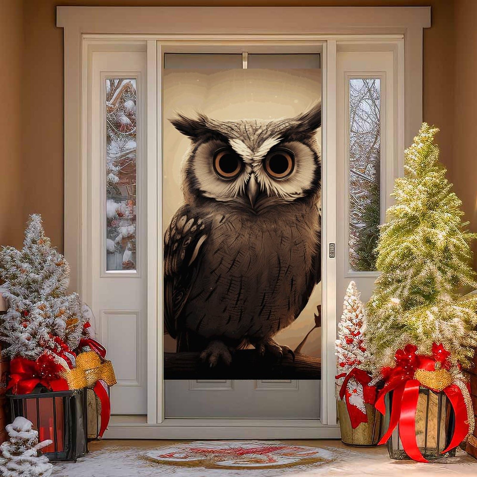 NTVOWPZO Cute Owl Door Curtains for Doorway Privacy Dividers Door Banner Blackout Curtains Fabric Door Window Curtain for Home Bedroom Kitchen Decor 35.4x70.9 in Decorative Banner