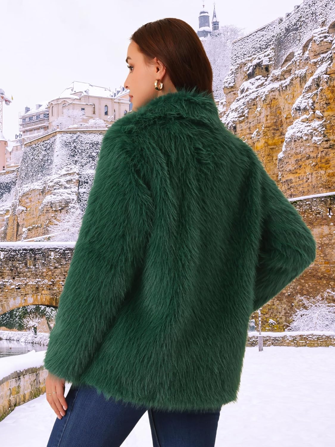 Seta T Women's Faux Fur Coat Long Sleeve Lapel Shaggy Fluffy Jackets with Pockets Fall Coats Winter Outwear - Image 5