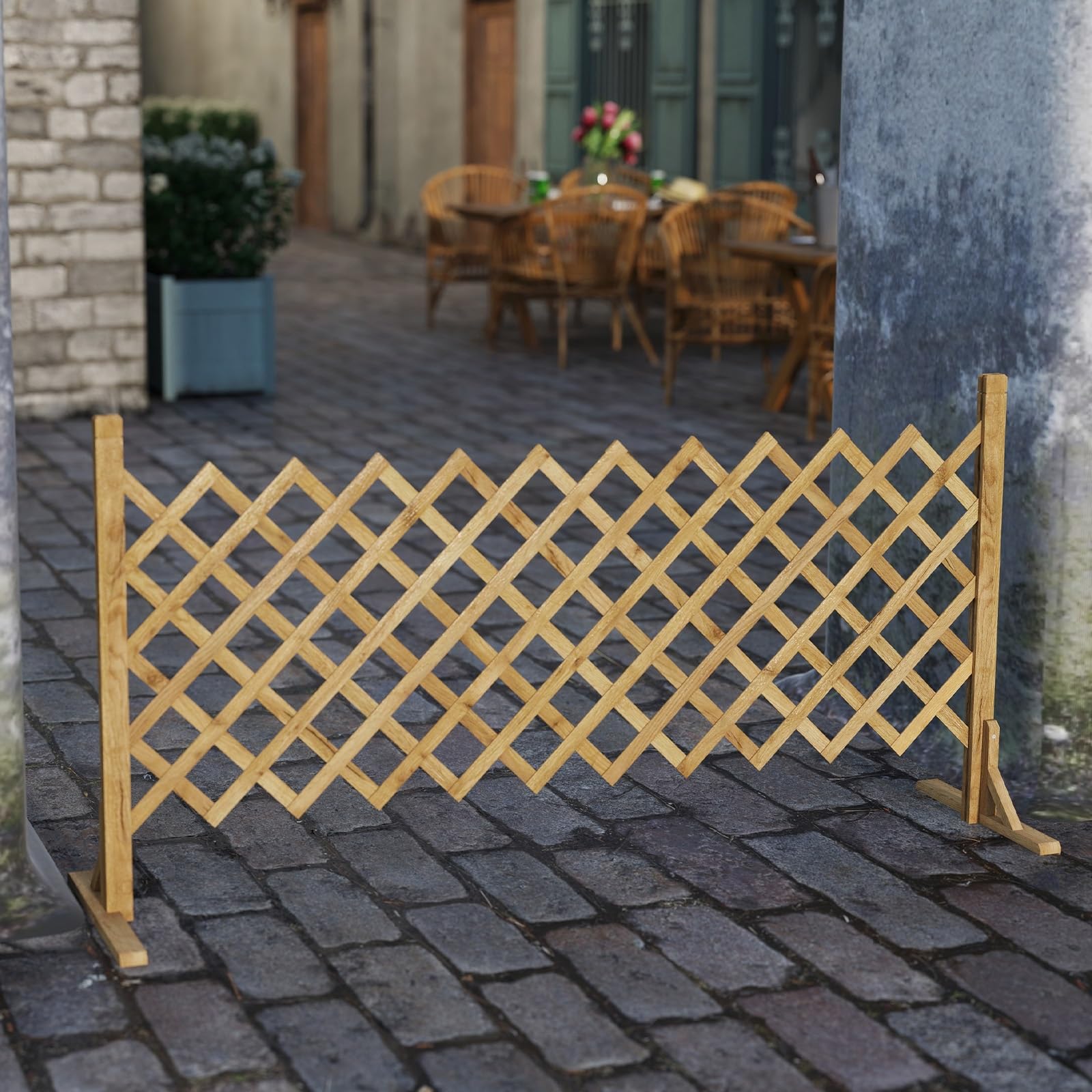 Nisorpa Lot de 2 clôtures extensibles en bois massif - Treillis extensible sur pied - Longueur réglable de 34 à 160 cm - Clôture rétractable pour intérieur et extérieur - Clôture de jardin extensible