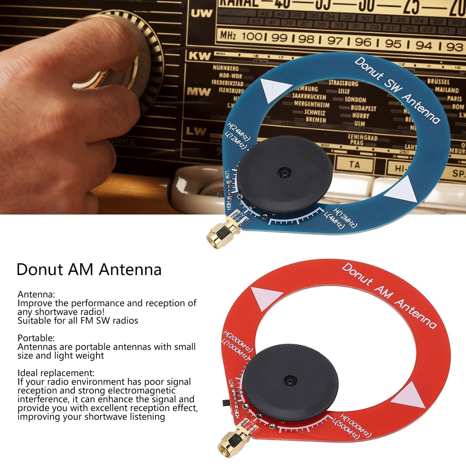 Antenna AM a Ciambella Portatile 2 Pezzi Antenna Mini Loop PCB per una Migliore Ricezione su Antenne Radio MW SW a Onde Corte