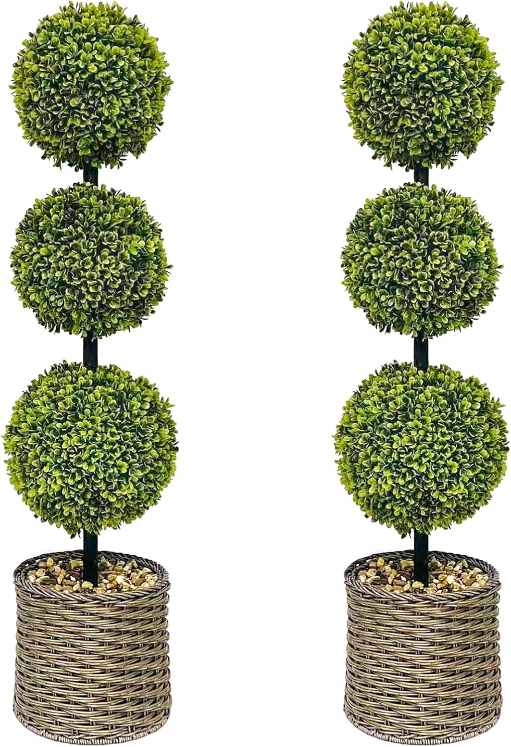 Amazon.com - ChrisXiao 3ft Artificial Triple Ball Boxwood Topiary Tree ...