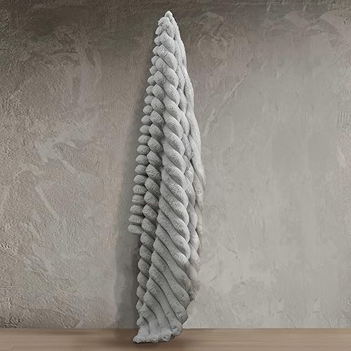 Riverbrook Home Everett Faux Fur Throw 50-Inch x 60-Inch, Grey