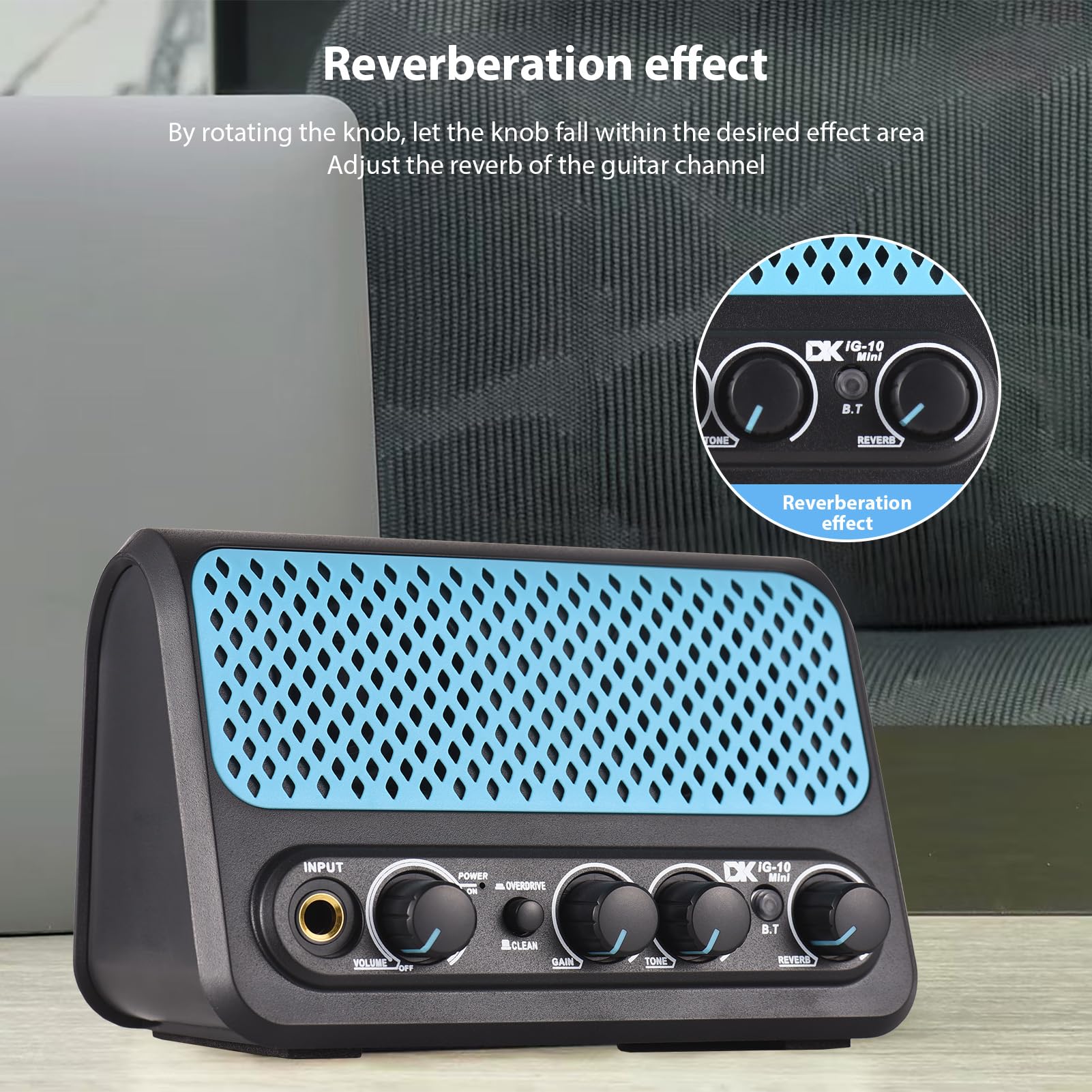 Piccolo amplificatore per chitarra elettrica portatile da 10 W, effetto riverbero pulito a 2 canali, tecnologia BT, altoparlante per chitarra con connessione per cuffie per