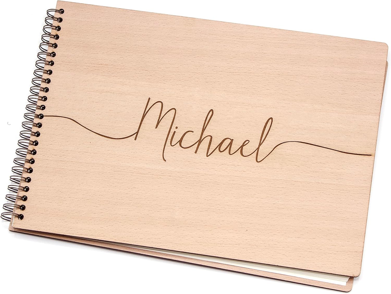 MUUJEE Personalized Sketchbook - Large Engraved Custom Hardcover Spiral Bound Drawing Sketch Book 12 x 8.5 inches 120 GSM 60 Sheets, Artist Art Sketch Pad (1 Line)