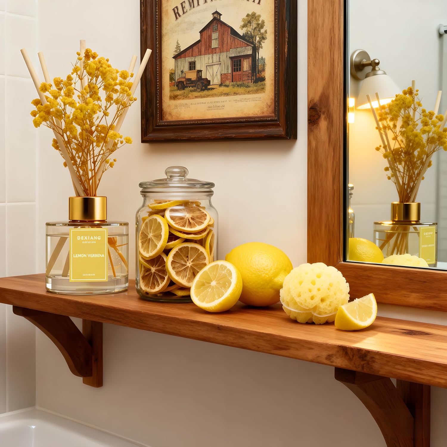 Reed Diffuser Set - 3.38 fl oz Lemon Verbena Premium Scented Oil with Preserved Baby's Breath & Cotton 6 Sticks | Long-Lasting Aromatherapy for Home, Bedroom, Bathroom, Office Home Decor - Image 4