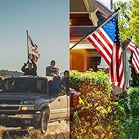 Vista 7 de Yeesun Mástil de bandera para casa con bandera estadounidense de 3 x 5, montaje en pared de 6 pies con soporte para porche del hogar, decoración al