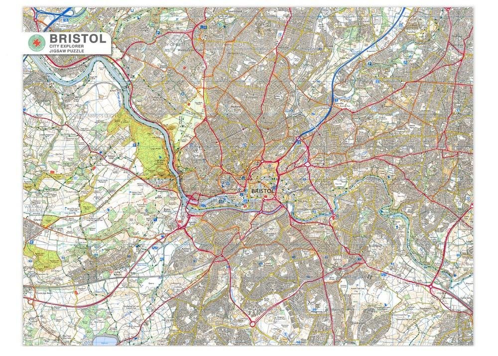 1000 Piece Jigsaw Puzzle for Adults Bristol City Map detailed with all Local Roads