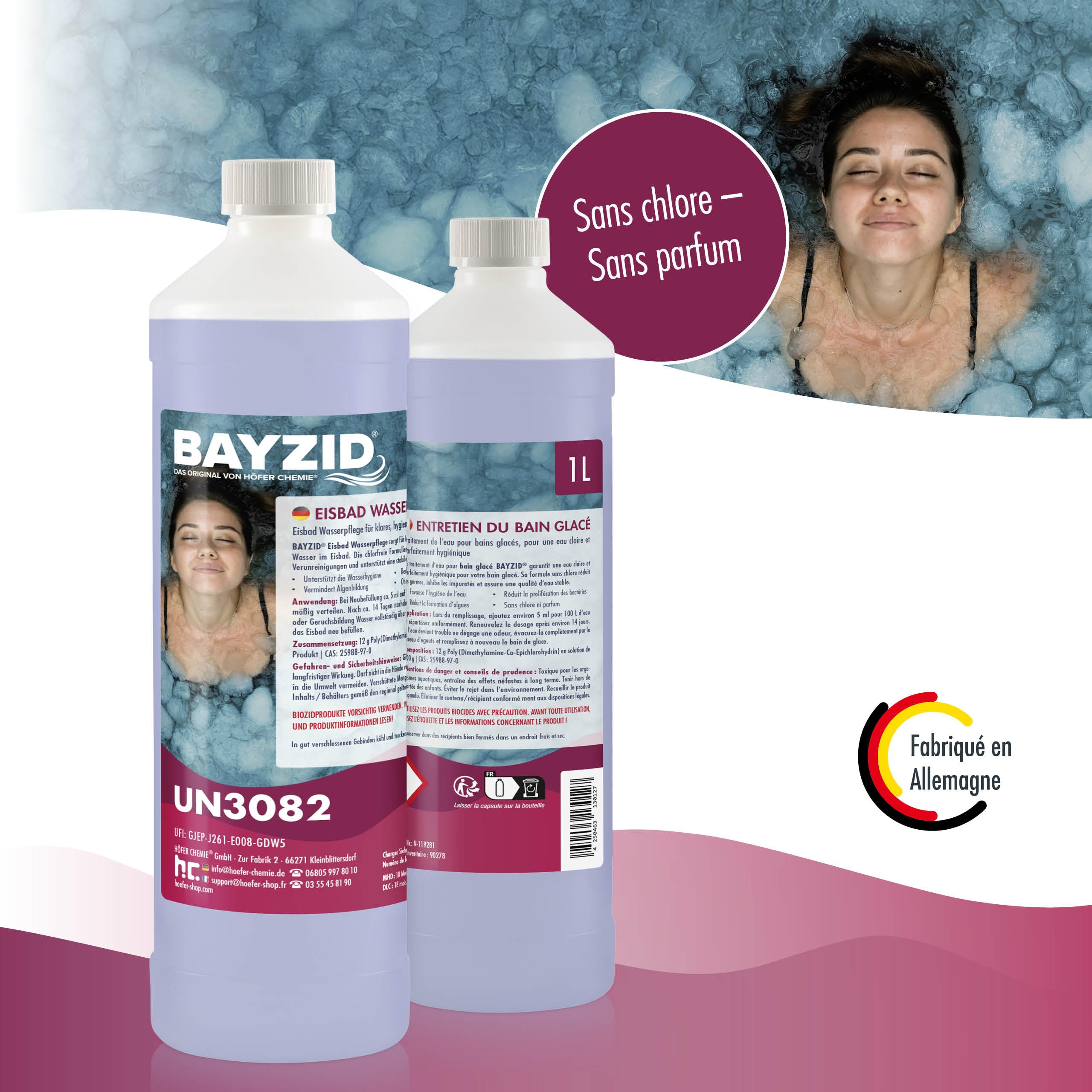 Bayzid Entretien Bain Glacé 6 x 1 L - Désinfection Longue Durée | Traitement de l’Eau sans Chlore pour Bains Froids & Tonneaux de Glace - Anti-Bactéries, Algues et Odeurs