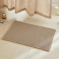 TYUU Waffle Bath Mat 30x20 Khaki - Non-Slip Super Absorbent Quick Dry Boho Farmhouse Bathroom Rug