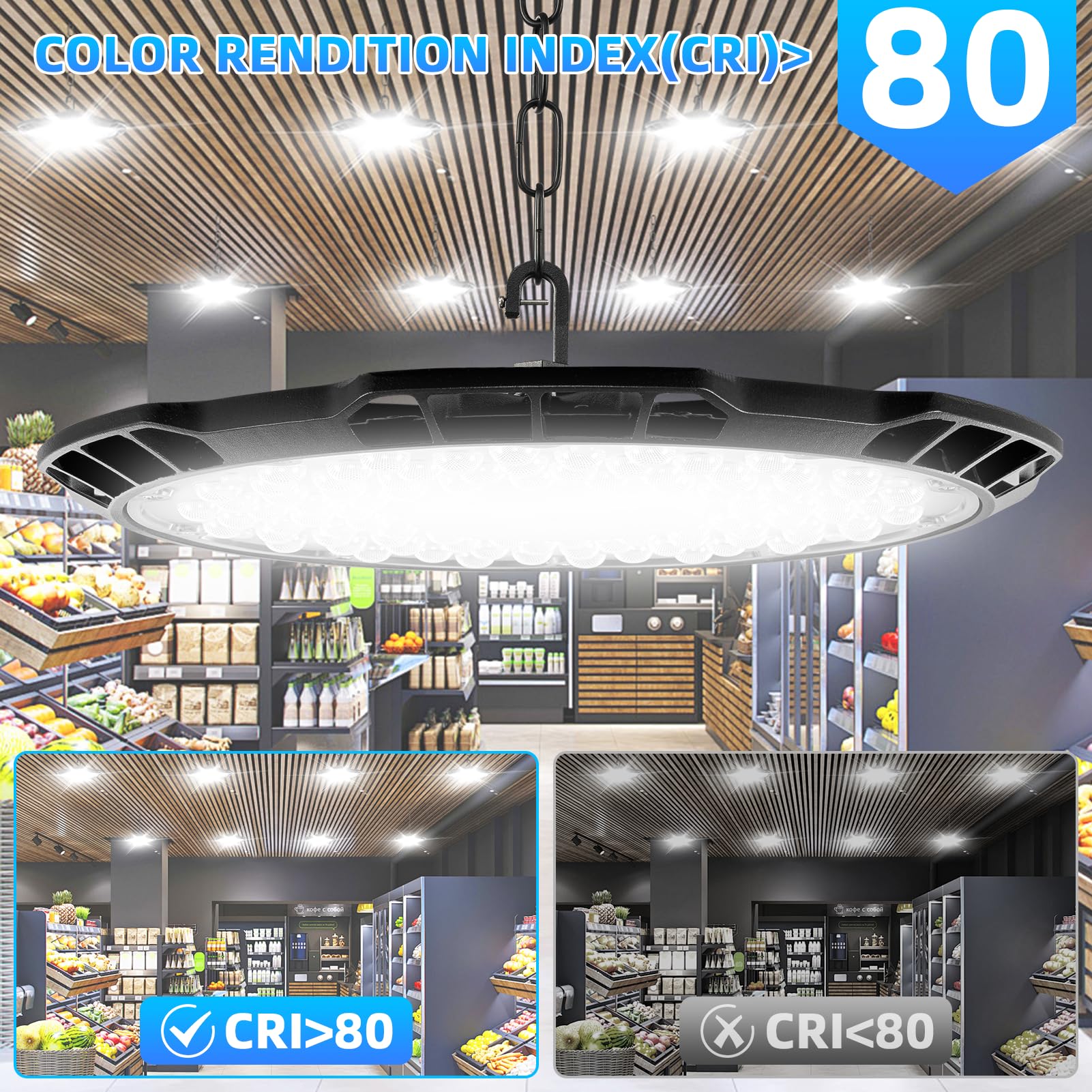 papasbox 2 lámparas LED de 500 W para taller, luz blanca fría, IP65, resistente al agua, lámpara de taller, iluminación de salón, lámpara industrial