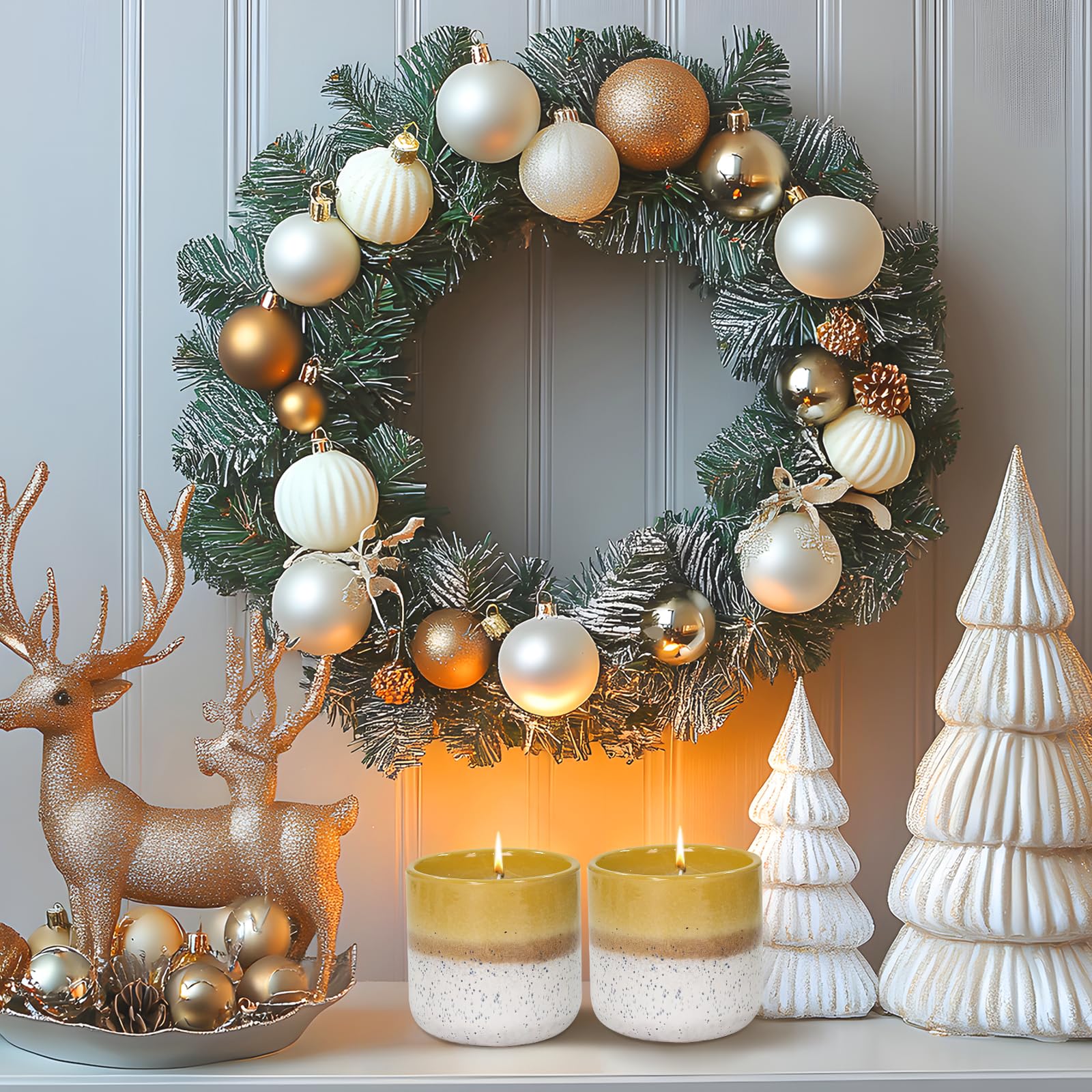 CedarLux Velas en tarro de cerámica, velas de soja para el hogar sin perfume, velas decorativas para vacaciones, cumpleaños, fiestas, vacaciones, 70 horas (11 onzas)