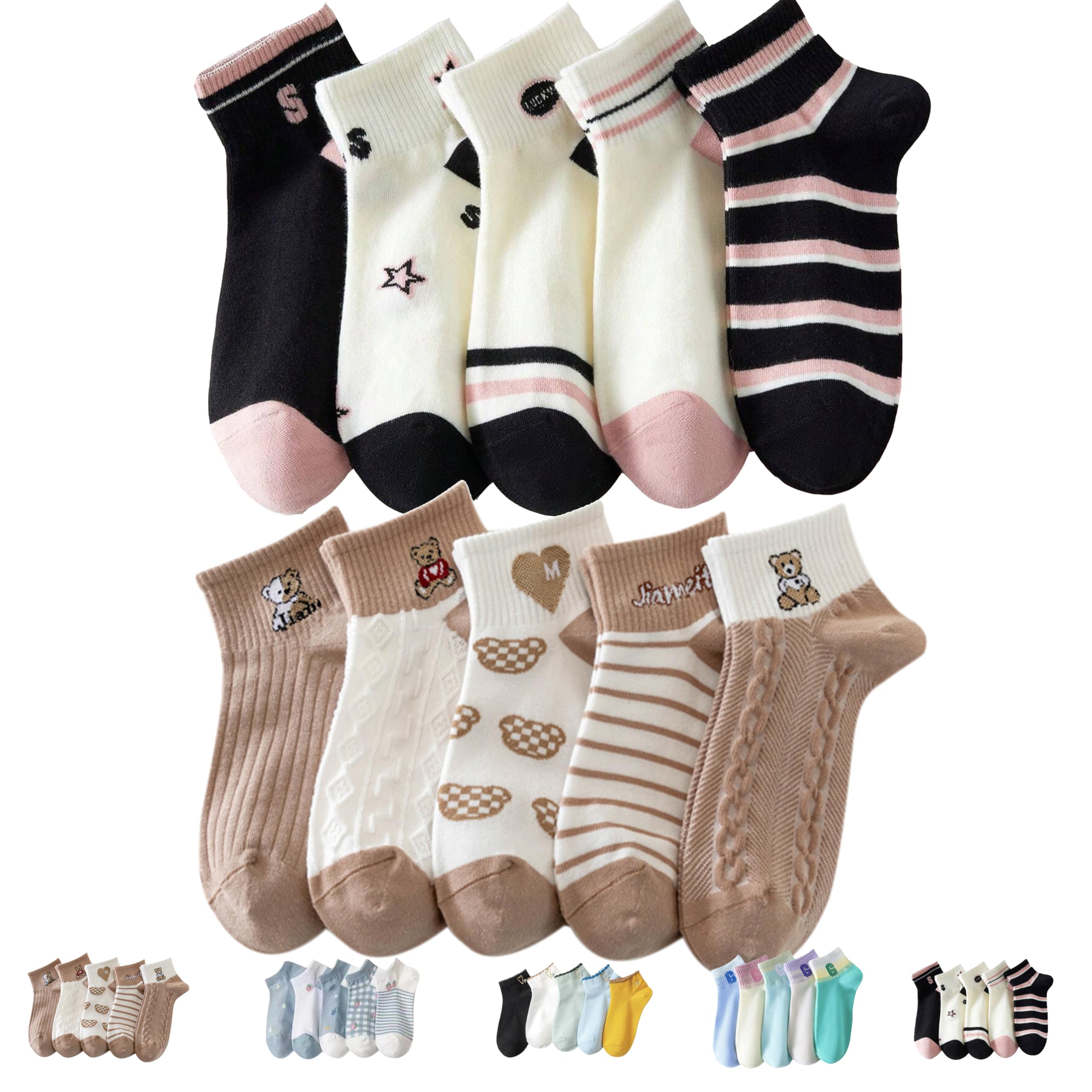soft and stylish women's ankle socks odour free and comfortable (pack of 10)