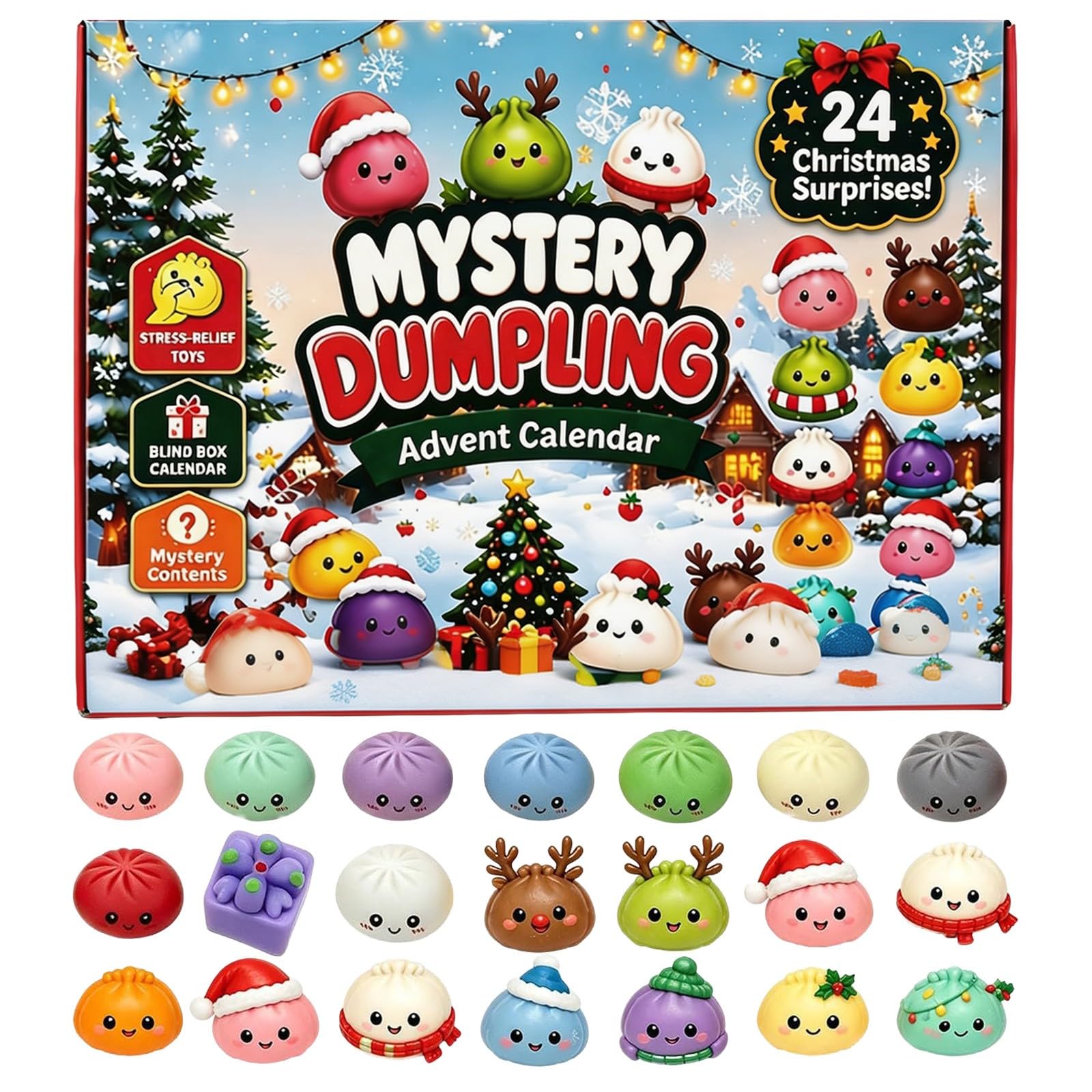 Christmas Squishies Advent Calendar 2026, 24 Day Countdown for Adults