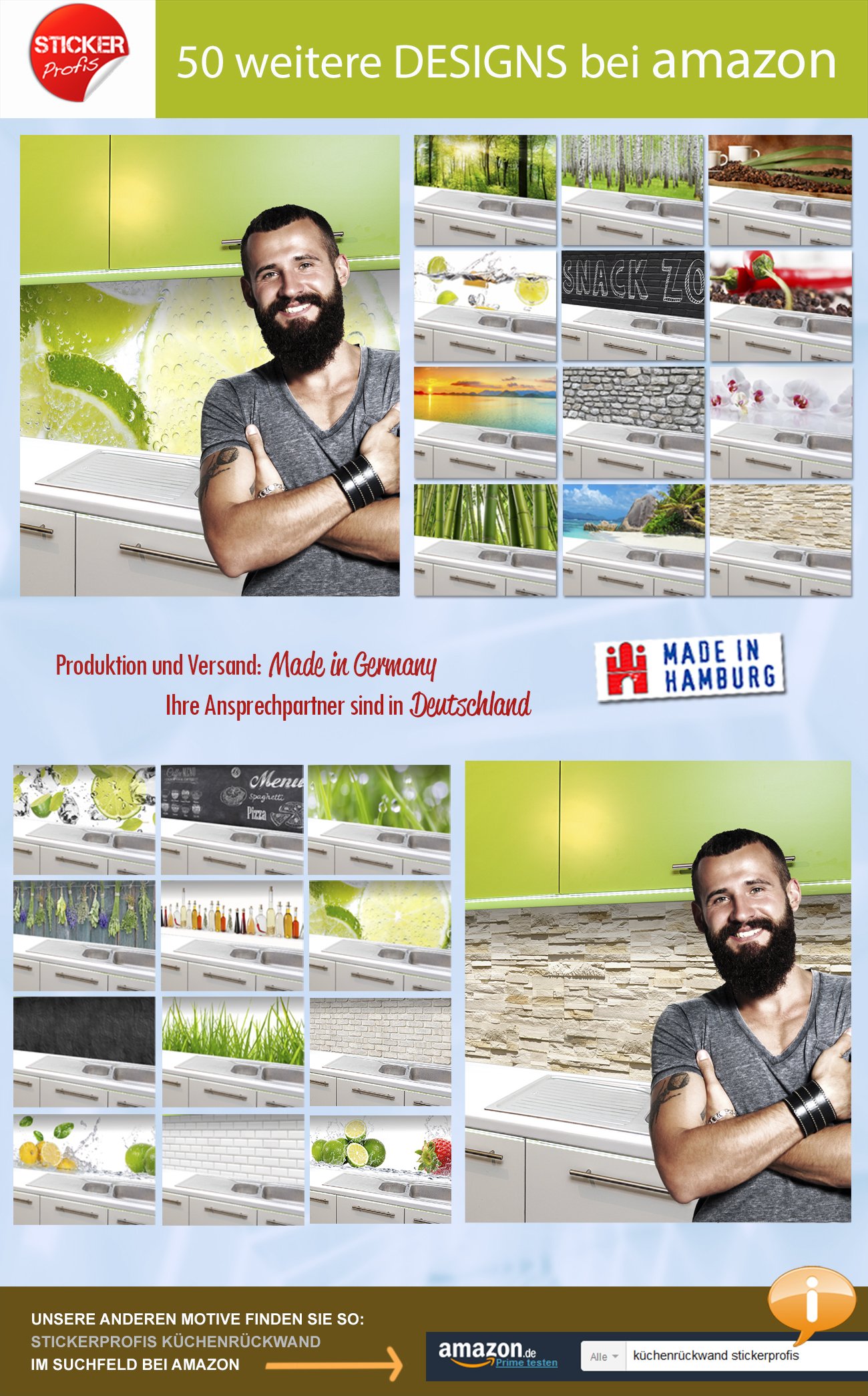 Sticker De Cuisine Adhésif PVC - Motif Limettes Et Glaçons, Version PRO, Longueur Variable 60-400cm
