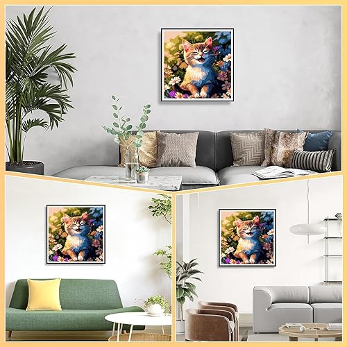 Miniatura 2 de Meothan Kit de pintura de gatos por números, kit de pintura de flores y gatos por números para adultos principiantes y niños, pintura por números,