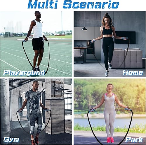 Miniatura 7 de Jump Rope, 3.75 LB2.65 LB Weighted Jump Rope for Fitness, Heavy Skipping Rope for Home Gym Workout, Weight Loss, Strength Training, Total Body