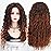 Fencca Brown Ombre Blonde Long Curly Wigs for Women Heat Synthetic Free Part Wave Curly Wig Strawberry Blonde Loose Curly Wigs for Daily Party